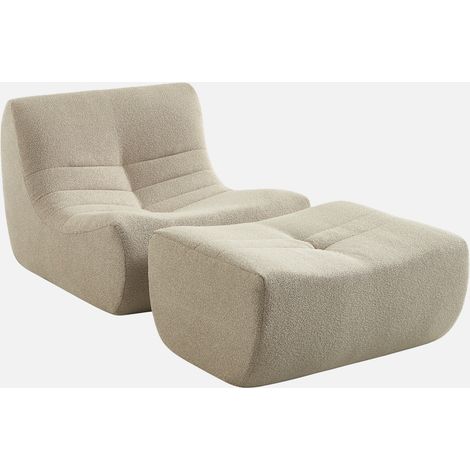 Sillón de borreguito texturizada con reposapiés (1/5)