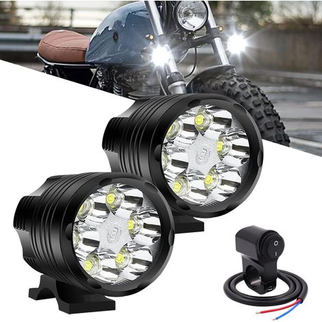 Feux Additionnels Moto,20W Phares LED de Moto Projecteur Avant Feux de Brouillard Supplémentaires avec Interrupteur Motos 12V 24V (1/5)