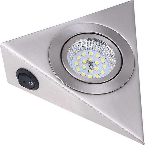 Luminaire sous meuble LED 13x13cm - Forme triangle - Acier brossé - Blanc froid - Cuisine/cabinet (1/3)