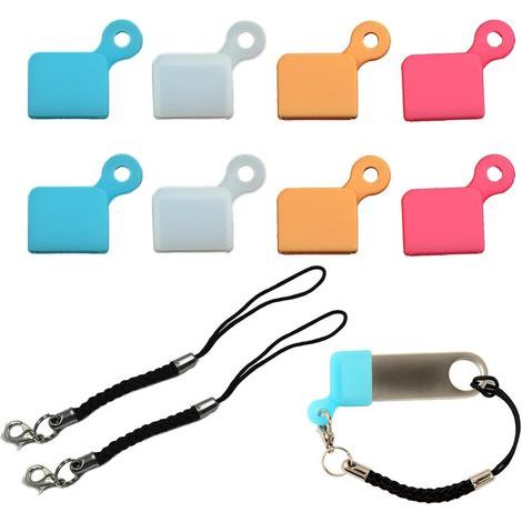 10 tapas protectoras de silicona para USB tipo A, tapa protectora de silicona, tapa para conector USB, tapa protectora, incluye 2 cables. (1/5)
