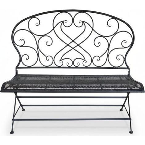 Banc de Jardin Fer Forgé Voluptua Noir 109x53x101cm (1/5)