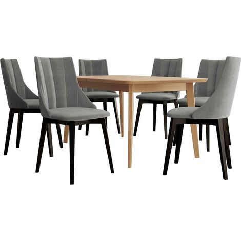 Conjunto de mesas y sillas para comedor Racine 139, Marrón, 76x80x140cm, Diámetro: 0, Número de asientos: 6, Estilo: Contemporary (1/5)