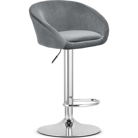 Sgabello East - grigio velluto / base cromata (1/5)