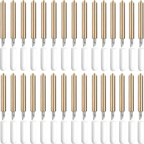 Lot de 30 lames de rechange de rechange de qualité supérieure - Compatible avec Cricut Explore Air/Air 2/Maker 3 (3 angles de lame Cricut) - Doré