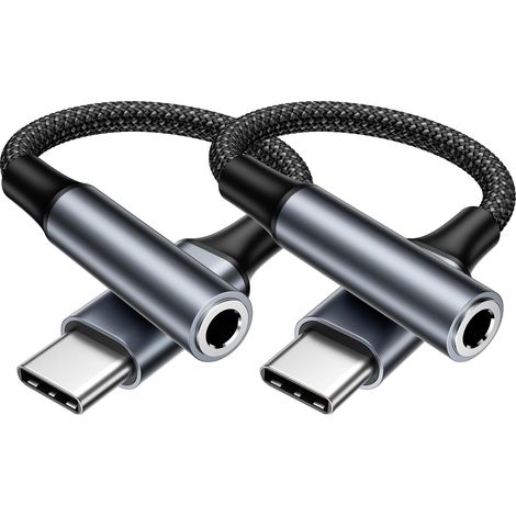 Adaptateur USB C Jack 3.5mm Lot de 2,Nylon adaptateur usb c vers jack 3.5mm (1/5)