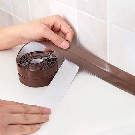 Wasserfestes, flexibles, selbstklebendes Klebeband, 6,0 cm breit x 3,2 m lang, geeignet für Küchen und Badezimmer, braun. (1/5)