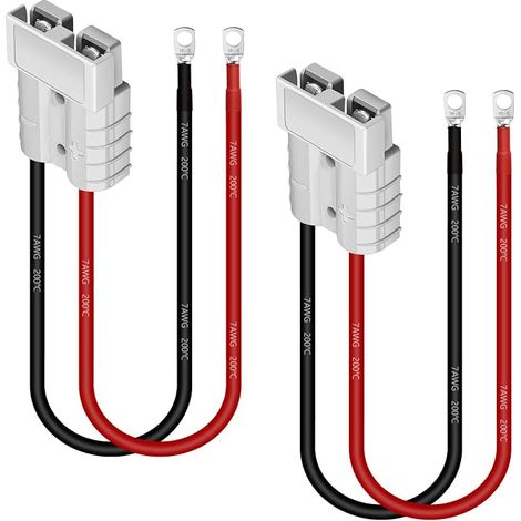 Anderson Lot de 2 connecteurs 50 A, câbles de batterie de calibre 8, connecteurs rapides étanches, câbles de 0,3 m pour transfert d'énergie de batterie Lifepo4 (1/5)