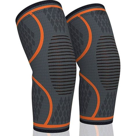 Knee Braces for Knee Pain Women & Men - Knee Brace for Knee Pain Set, Knee Brace Compression Sleeve, Knee Braces for Knee Pain Meniscus Tear, ACL & Arthritis Pain Relief - 2 Pack Knee Sleeves orange x (1/5)