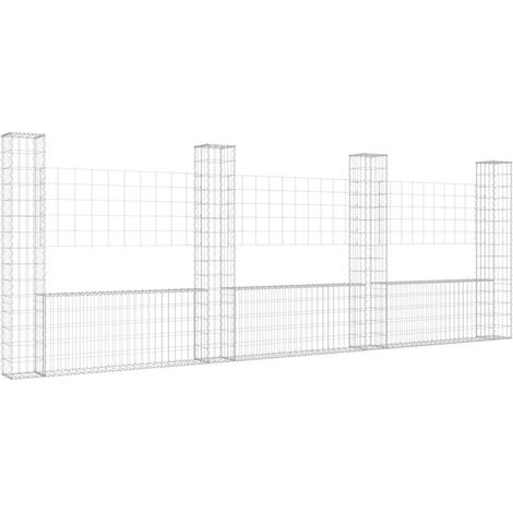 Maison Exclusive - Gabionenkorb U-Form mit 4 Säulen Eisen 380x20x (1/5)