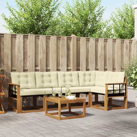 Outdoor-Sofagarnitur mit Kissen 6 pcs Natur und Creme