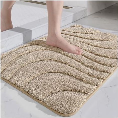 Bath Mat 40 x 60 cm, Microfiber Bathroom Mat, Extra Absorbent Non-Slip Bath Mat, Soft Bathroom Mat (1/4)