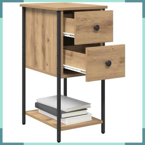 Cabinet de chevet - 871287 - Chêne artisanal - 2 tiroirs - 32 x 42 x 70 cm (1/5)
