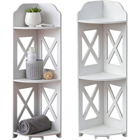 Meuble de salle de bain, meuble de salle de bain blanc étroit, meuble d'appoint autoportant avec étagères ouvertes, meuble de salle de bain multifonctionnel pour salon, salle à manger, cuisine (1/5)