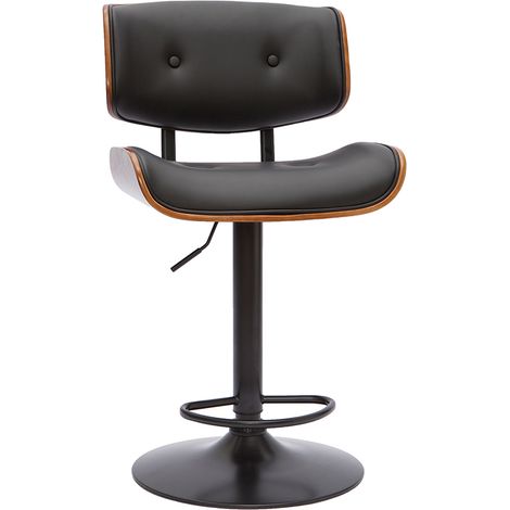 Design-Barhocker höhenverstellbar schwarz und dunkles Holz BASILE (1/5)