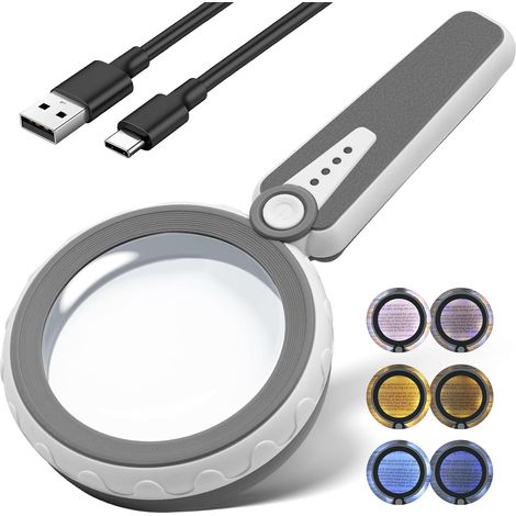 Lente d'ingrandimento 15X – Lente grande da 11,7 cm – Ricaricabile – 6 modalità di colore – 1200 mAh – Per anziani, lavori di precisione e hobby (1/2)