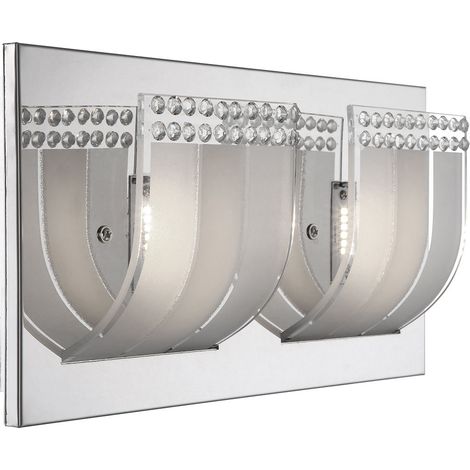 Lampada da parete in cristallo lampada da parete lampada da camera lampada in cristallo vetro, finitura satinata trasparente, 2x LED 3W 300Lm bianco caldo, LxPxH 30x16x9 cm