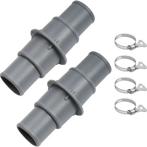 CCYKXALot de 2 Raccord Tuyau Piscine 38mm,Adaptateur Tuyau Piscine 32 38,avec 4 Colliers de Serrage en Acier Inoxydable (1/5)