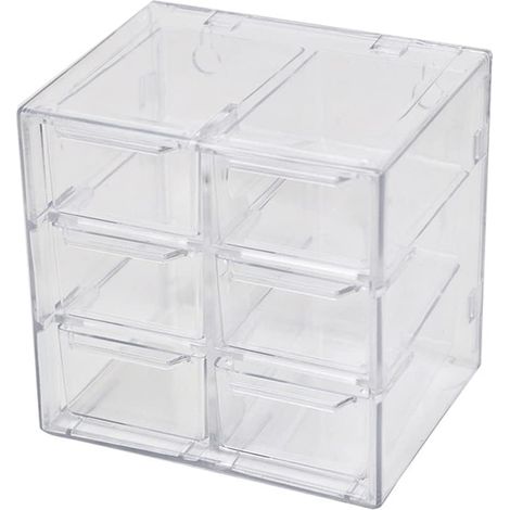 Mini-Schubladenorganizer mit transparenten Fächern zur Aufbewahrung von Kleinteilen, Schmuck, Perlen, Werkzeugen und Kosmetika (6 Schubladen)