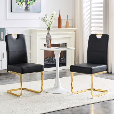 MEUBLIV Juego de 2 sillas de comedor negras con respaldo ergonómico (1/5)