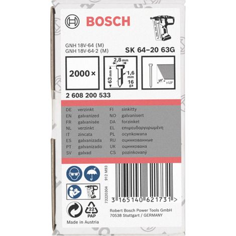 Bosch Senkkopf-Stift SK64 20G, 63 mm verzinkt - 2608200533
