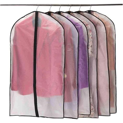 Elément pour dressingHousses de Vêtements, Anti Poussière Etanche Mite Humidité,Housses de Protection Zip Semi Transparentes pour Chemise Costumes/Manteaux, 10pcs 60 100cm (Noir) (1/4)