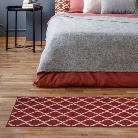 Ottomanson Passatoia con elegante motivo a graticcio, collezione Ottohome, antiscivolo, 57 cm x 210 cm, colore: Rosso (1/5)