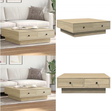 Table basse Chêne sonoma 90x90x28 cm Aggloméré - Table Basse - Meuble Salon - Table D'appoint - Table Industrielle - Table Chêne Sonoma - Home & Living (1/5)