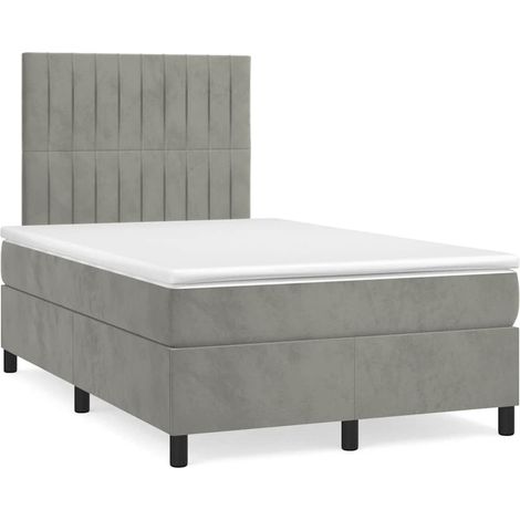 Boxspringbett mit Matratze & LED Hellgrau 120x190 cm Samt (1/5)