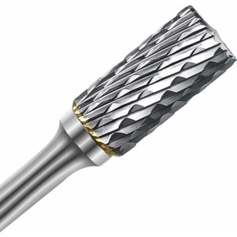 1Pc Fraises rotatives Double Coupe Rotatives Carbure de Tungstène Die Grinder Bit 6mm Tige 12mm Tête Cylindrique de Gravure Rotatif Burres Pour Travail du Bois, Métal Polissage, Gravure-A (1/5)