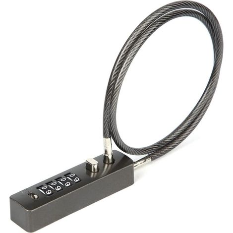 Combination Cable Lock, 60cm Steel Cable Lock 4 Digit Combination Lock Resettable Combination Lock for Bikes Gates Cabinets Lockers (Dark Gray) (1/5)