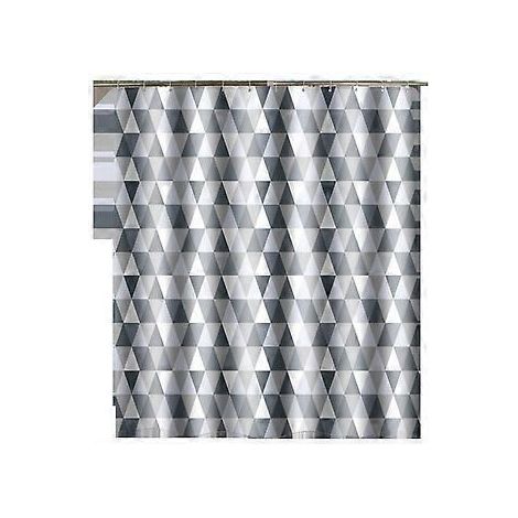 Rideau de douche imperméable, 180 x 180 cm, ourlet lesté, avec 12 crochets - Motif triangle (1/5)