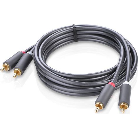 Ugreen Ljudkabel 2RCA (Hane) till 2RCA (Hane), 3m - Grå
