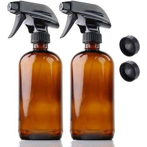 Lot de 2 flacons pulvérisateurs en verre de 500 ml rechargeables, parfaits pour les huiles essentielles, les plantes, les solutions de nettoyage et la laque pour cheveux. (1/5)