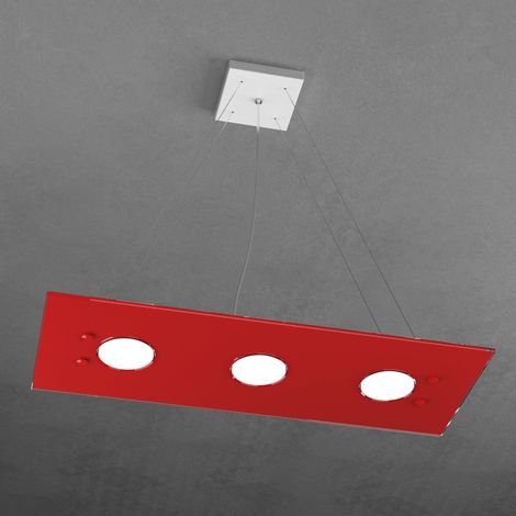 Sospensione Moderna Rettangolare Path Vetro Rosso 3 Luci Gx53 (1/3)