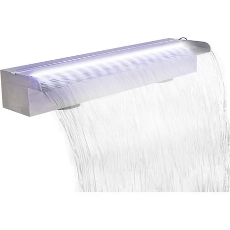 Rectangular Waterfall Pool Fountain with LEDs Stainless Steel 60 cm