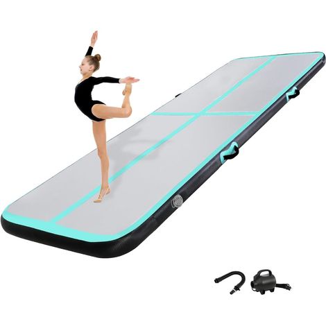 Tapis de Tumbling, 10/20 CM d'épaisseur Tapis d'entrainement, 2/3/4/5/6M Tapis de Gymnastique,Tapis d'exercice avec Pompe à air, Piste de Gym Gonflable, Matelas d'Air (1/5)