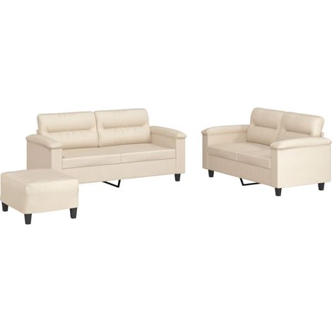 Ensemble de Canapé Sofas 3 pcs avec coussins beige tissu microfibre (1/5)