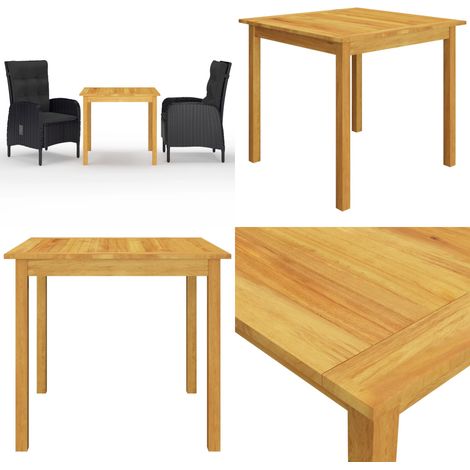 3-tlg. Garten-Essgruppe Schwarz - Gartensessel - Gartentisch - Outdoor Möbel - Holztisch - Rattan Sessel - Home & Living (1/5)