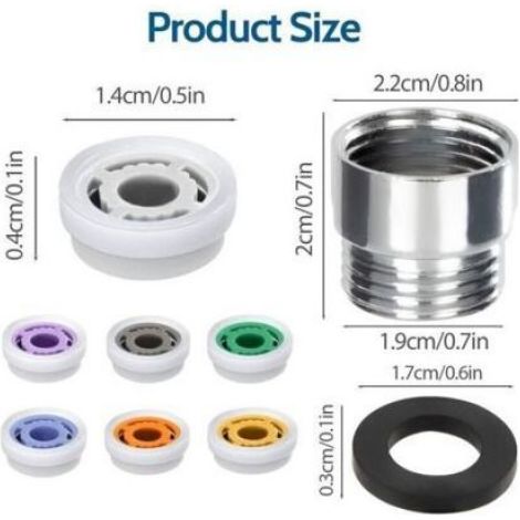 Limiteur de débit douche économiseur d'eau – 7 inserts de débit 4 à 12 L/min – Installation facile – Pour salle de bain et (1/5)