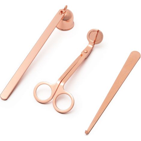 Set di accessori per candele: forbici, bastoncino e spegnicandela - rosa