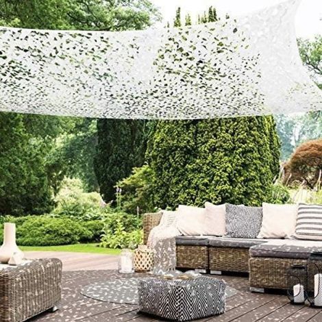Voile d'ombrage rectangulaire, motif camouflage, filet de camouflage de protection solaire pour patio, 3 x 4 m, Blanc (1/4)
