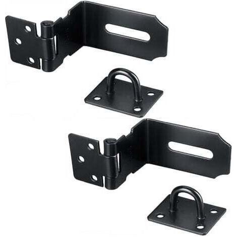 ALLIANDIS90 Degrés Loquet de porte en acier inoxydable , 5 Inch Loquet de Sécurité à Moraillon de sécurité Verrou Porte Fermoir de Cadenas pour chambre à coucher, garage, fenêtre noir (1/4)