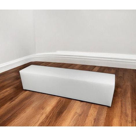 Dmora - Puf Abra, Sillón multiusos, Puf, Puf reposapiés, Made in Italy, 180x40 h42 cm, Blanco (1/3)