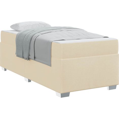 Lit simple  Lit adulte  Cadre de lit avec matelas Crème 80 x 200 cm tissu