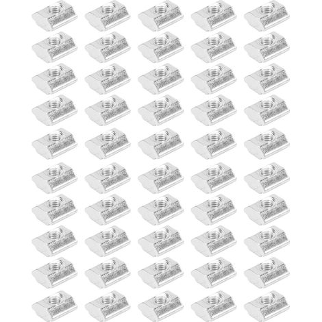 50 pièces écrous coulissants en acier carbone norme européenne type 20 M4 carrés pour profilés aluminium fixation (1/5)