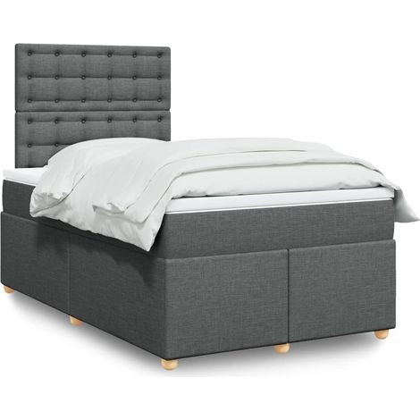 Boxspringbett mit Matratze Dunkelgrau 120x200 cm Stoff