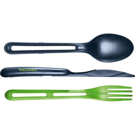 Festool – Ensemble de couverts en cellulose naturelle bleu foncé et vert – 100 % recyclable – Compact pour chantier et pique-nique – Lavable au lave-vaisselle (1/6)