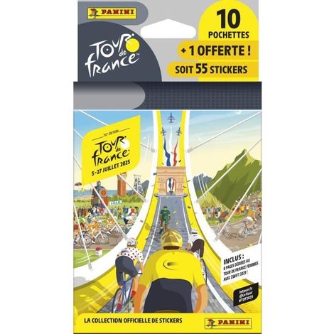 Blister - PANINI - TOUR DE FRANCE 2025 - 10 pochettes + 1 offerte - 55 stickers (1/4)