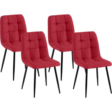 Lote de 4 sillas de comedor Antibes tela Rojo