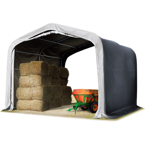 Weideunterstand 4x4 m PVC Plane 850N Lagerzelt Unterstand grau für Erduntergrund